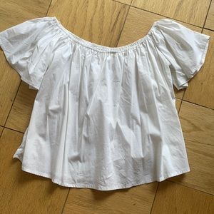 Off the shoulder white shirt